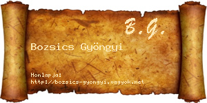 Bozsics Gyöngyi névjegykártya